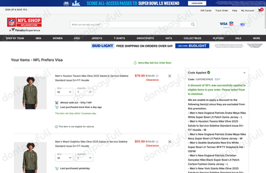 NFL Shop Promo Codes - 65% Off Coupon February 2026