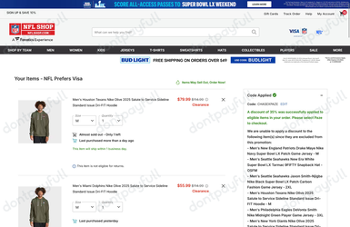 NFL Shop Promo Codes - 65% Off Coupon February 2026