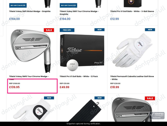 Snapshot of Affordable Golf promo: 'Up to 15% Off Titleist Golf Clubs, Balls and Accessories' - captured during verification by DontPayFull on 02-Jul-2026.