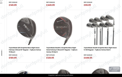 Snapshot of Affordable Golf promo: 'Up to 66% Off Pre-owned Golf Clubs' - captured during verification by DontPayFull on 03-Jul-2026.
