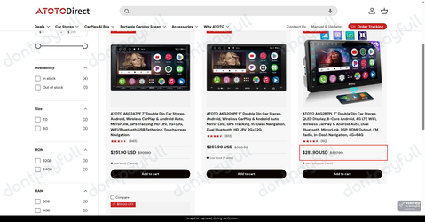 Snapshot of ATOTO promo: 'Get up to 15% Off Select Double Din Car Stereos' - captured during verification by DontPayFull on 30-Sep-2026.