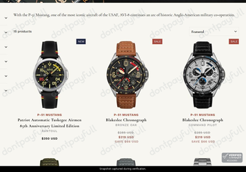 Snapshot of AVI-8 promo: 'Save up to $66 on the P-51 Mustang Watch Collection' - captured during verification by DontPayFull on 26-Jul-2026.