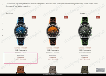 Snapshot of AVI-8 promo: 'Up to 30% Off Hawker Harrier Watches' - captured during verification by DontPayFull on 16-Sep-2026.