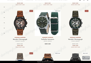 Snapshot of AVI-8 promo: 'Save up to 35% on Hawker Harrier Timepieces' - captured during verification by DontPayFull on 14-Jun-2026.