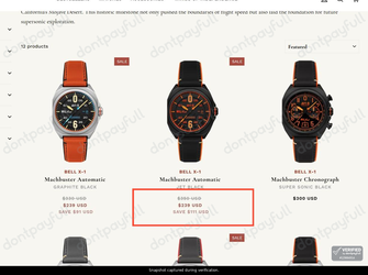 Snapshot of AVI-8 promo: 'Enjoy Up to $111 Off The Bell X-1 Watch Series' - captured during verification by DontPayFull on 03-Aug-2026.
