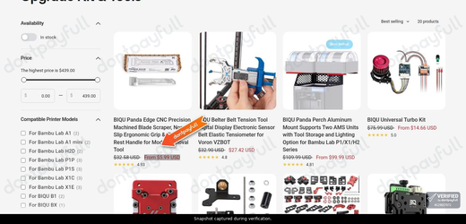 Snapshot of Biqu promo: 'Up to 80% Off Upgrade Kits & Tools' - captured during verification by DontPayFull on 27-Sep-2026.