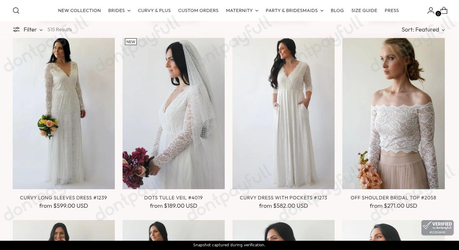 Snapshot of Blushfashion promo: 'Wedding Gowns Starting at $189' - captured during verification by DontPayFull on 20-Jun-2026.
