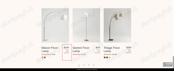 Snapshot of Brightech promo: 'Save up to $111 on Modern Standing Lamps' - captured during verification by DontPayFull on 14-Jun-2026.