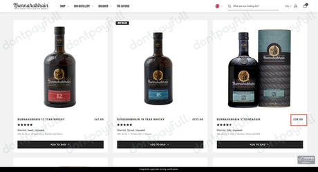 Snapshot of Bunnahabhain promo: 'Bunnahabhain Whisky from £38' - captured during verification by DontPayFull on 29-Sep-2026.