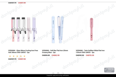 Snapshot of Stylevana promo: 'Enjoy Up to 30% Off Vodana Flat Irons' - captured during verification by DontPayFull on 31-Jul-2026.