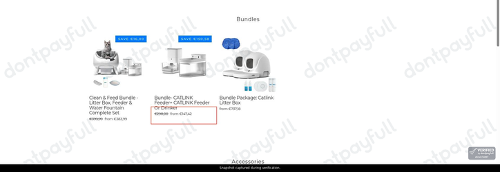 Snapshot of CATLINK promo: 'Save up to 50% on Cat Drinkers' - captured during verification by DontPayFull on 26-Oct-2026.