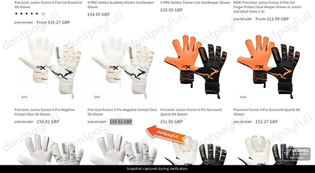 Snapshot of ChildrensFootball.com promo: 'Up to £10 Off Junior Goalkeeper Gloves' - captured during verification by DontPayFull on 02-Oct-2026.