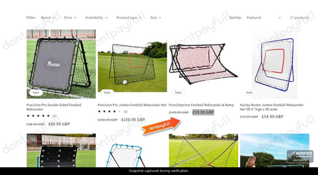 Snapshot of ChildrensFootball.com promo: 'Save up to 45% on Football Rebounders' - captured during verification by DontPayFull on 02-Oct-2026.