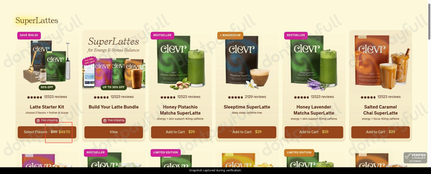Snapshot of Clevr Blends promo: 'Up to 50% Off SuperTeas' - captured during verification by DontPayFull on 11-Jun-2026.