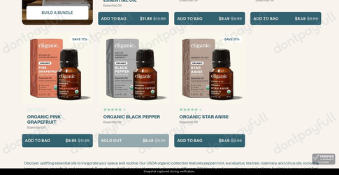 Snapshot of Cliganic promo: 'Up to 15% Off Energizing Essential Oils' - captured during verification by DontPayFull on 12-Jun-2026.