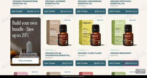 Snapshot of Cliganic promo: 'Save up to 25% on Essential Oils for Relaxation' - captured during verification by DontPayFull on 10-Jun-2026.