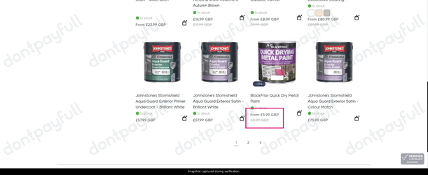 Snapshot of Decorating Centre Online promo: 'Save up to 33% on Outdoor Paints and Treatments' - captured during verification by DontPayFull on 29-Jun-2026.