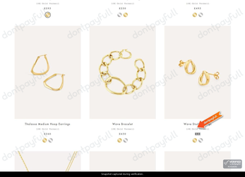 Snapshot of Dinny Hall promo: 'Discover Gold Vermeil Pieces Starting at £95' - captured during verification by DontPayFull on 01-Oct-2026.