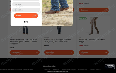 Snapshot of D & D Outfitters promo: 'Up to 50% Off Select Styles of Women's Jeans' - captured during verification by DontPayFull on 02-Jul-2026.