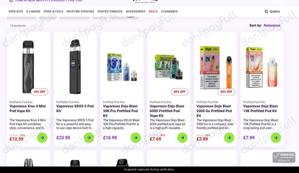 Snapshot of FREESMO promo: 'Up to 35% Off Vaporesso Vape Kits' - captured during verification by DontPayFull on 03-Jul-2026.