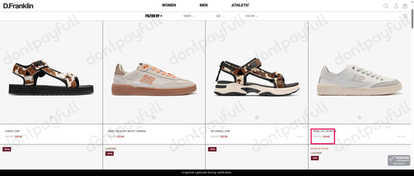 Snapshot of D Franklin promo: 'Enjoy Up to 70% Off a Wide Range of Women's Shoes' - captured during verification by DontPayFull on 27-Sep-2026.