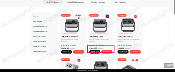 Snapshot of JMGO promo: 'Up to 55% Off Netflix Projectors' - captured during verification by DontPayFull on 30-Jun-2026.