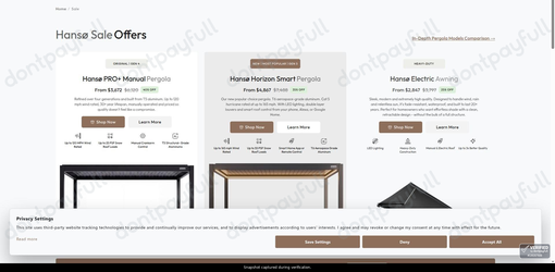 Snapshot of Hanso Home promo: 'Up to 40% Off Sale Items' - captured during verification by DontPayFull on 13-Aug-2026.