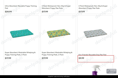 Snapshot of Kika USA promo: 'Dog Pee Pads from $9' - captured during verification by DontPayFull on 03-Jul-2026.
