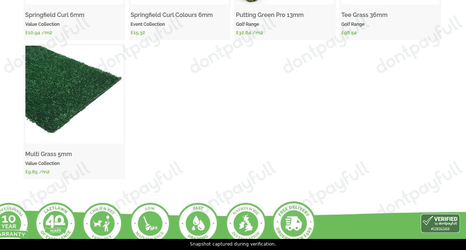 Snapshot of LazyLawn promo: 'Shop Artificial Turf with Prices from £9' - captured during verification by DontPayFull on 17-Jun-2026.