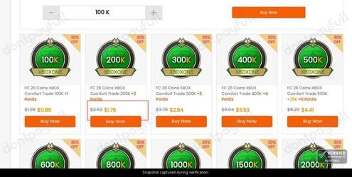 Snapshot of M8X FIFA Coin promo: 'Enjoy Up to 30% Off Fut 26 Coins for Xbox' - captured during verification by DontPayFull on 02-Jul-2026.