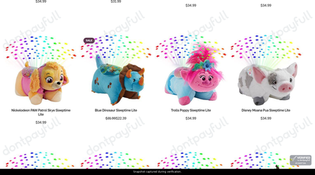 Snapshot of Pillow Pets promo: 'Up to 30% Off Sleeptime Lites' - captured during verification by DontPayFull on 31-May-2026.