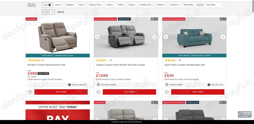 Snapshot of Poltronesofa at SCS promo: 'Up to £300 Off Stylish 2-seater Sofas' - captured during verification by DontPayFull on 30-Jun-2026.