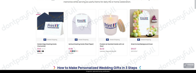 Snapshot of PrintKK promo: 'Up to 20% Off Custom Wedding Gifts' - captured during verification by DontPayFull on 14-Aug-2026.