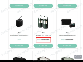 Snapshot of PURE Audio promo: 'Up to 45% Off Audio for Your Garden and Patio' - captured during verification by DontPayFull on 27-Sep-2026.