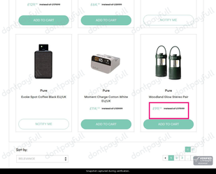 Snapshot of PURE Audio promo: 'Up to 45% Off Bluetooth Radios and Speakers' - captured during verification by DontPayFull on 27-Sep-2026.