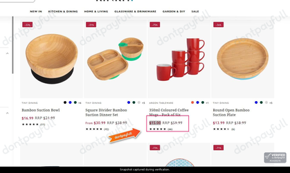 Snapshot of Rinkit promo: 'Up to 75% Off Kitchen & Dining' - captured during verification by DontPayFull on 29-Sep-2026.