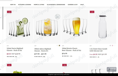 Snapshot of Rinkit promo: 'Up to 70% Off Glasses, Carafes, and Jugs' - captured during verification by DontPayFull on 29-Sep-2026.