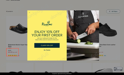 Snapshot of Russums promo: 'Up to 30% Off Professional Footwear' - captured during verification by DontPayFull on 13-Jun-2026.