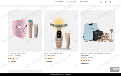 Snapshot of Sensse Beauty promo: 'Up to 35% Off Skincare Sets' - captured during verification by DontPayFull on 27-Sep-2026.