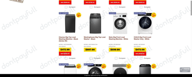 Snapshot of Stan Cash promo: 'Up to 30% Off Washing Machines' - captured during verification by DontPayFull on 23-Jul-2026.