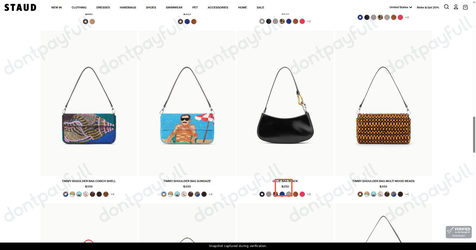 Snapshot of STAUD promo: 'Discover Staud Shoulder Bags from $250' - captured during verification by DontPayFull on 31-Jul-2026.