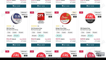 Snapshot of Prilla promo: 'Enjoy Up to 45% Off Top Brands Like Zyn, Velo, and on' - captured during verification by DontPayFull on 29-Jun-2026.