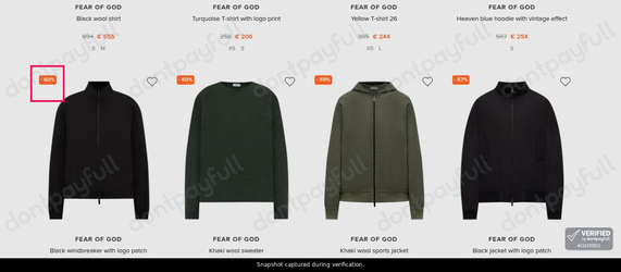 Snapshot of Symbol Fashion promo: 'Up to 60% Off Fear of God Clothing for Men' - captured during verification by DontPayFull on 14-Jun-2026.
