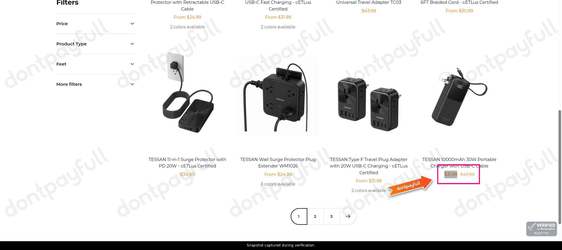 Snapshot of TESSAN promo: 'Up to 25% Off New Arrivals' - captured during verification by DontPayFull on 26-Oct-2026.