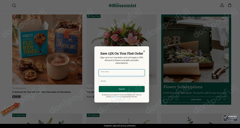 Snapshot of The Blossomist promo: 'Gift Sets from £18' - captured during verification by DontPayFull on 26-Oct-2026.