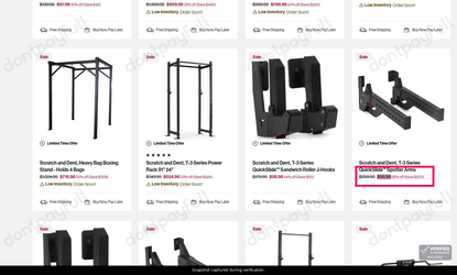 Snapshot of Titan Fitness promo: 'Up to 65% Off Scratch & Dent Equipment' - captured during verification by DontPayFull on 02-Oct-2026.