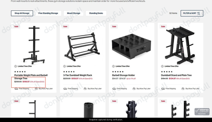 Snapshot of Titan Fitness promo: 'Save up to 33% on Gym Storage Equipment' - captured during verification by DontPayFull on 12-Aug-2026.