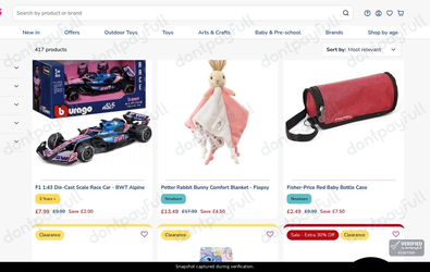 Snapshot of True Toys - Bargainmax promo: 'Enjoy Up to 75% Off Toys in the Clearance Section' - captured during verification by DontPayFull on 11-Aug-2026.