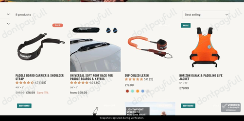 Snapshot of Thurso Surf promo: 'Up to 11% Off Safety & Transport Gear' - captured during verification by DontPayFull on 03-Aug-2026.