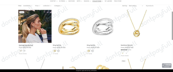 Snapshot of Sif Jakobs Jewellery promo: 'Spirale Jewellery from $155' - captured during verification by DontPayFull on 14-Aug-2026.